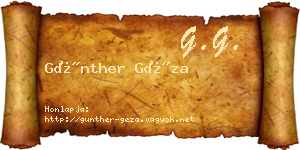 Günther Géza névjegykártya